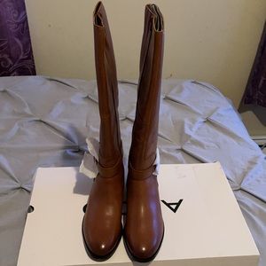 Aldo leather low heel knee high boots